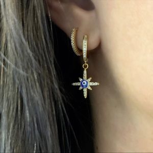 NWT KATY GINGER DESIGNS Evil Eye Hoops